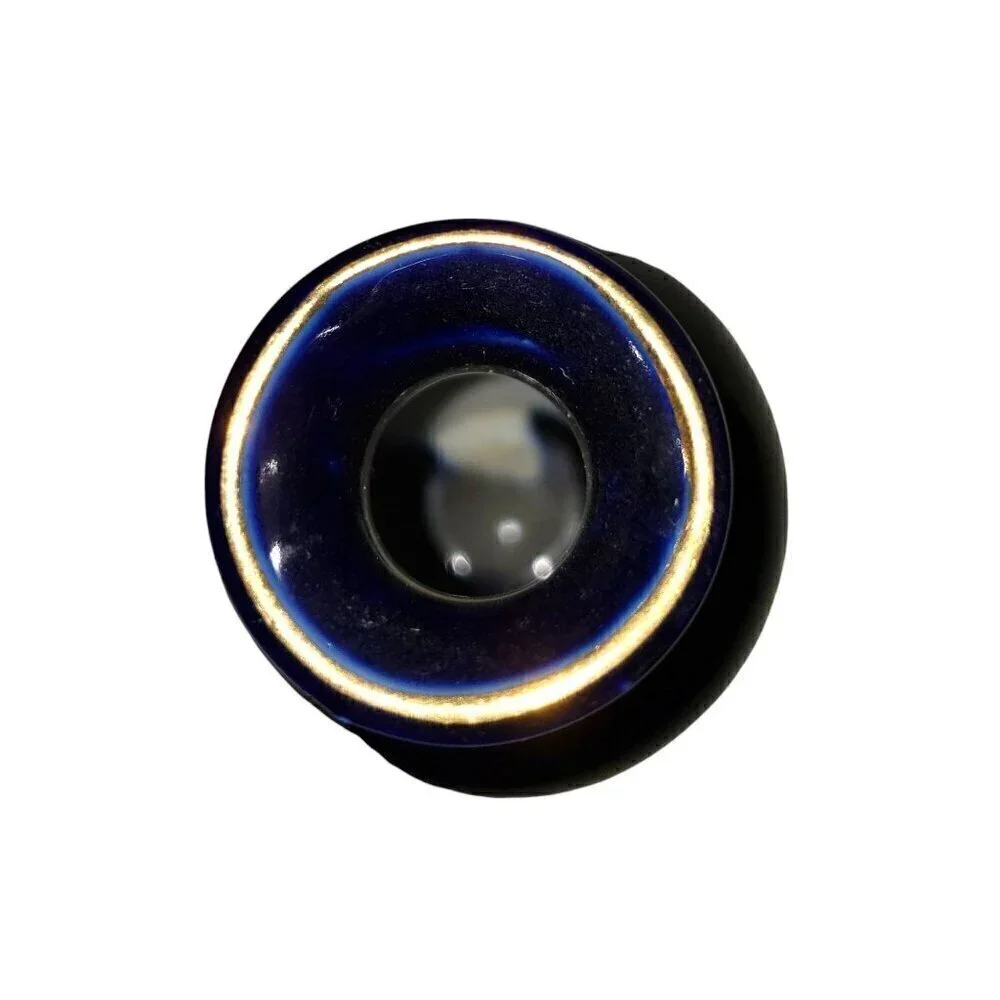 Vtg Peacock Floral Designed Japanese Cobalt Blue Porcelain Mini Vase Pot 3.5
